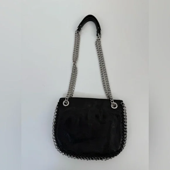 Michael Michael Kors Black Leather Shoulder/Crossbody Chelsea Silver Chain Bag - Picture 3 of 17